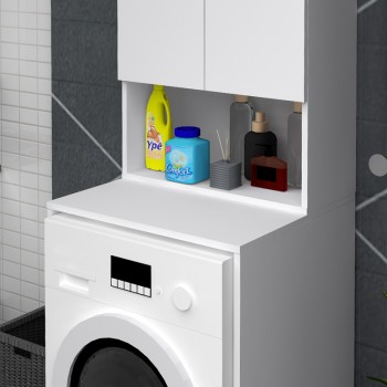 Έπιπλο πλυντηρίου Cozen Megapap χρώμα λευκό 65x60x178εκ.