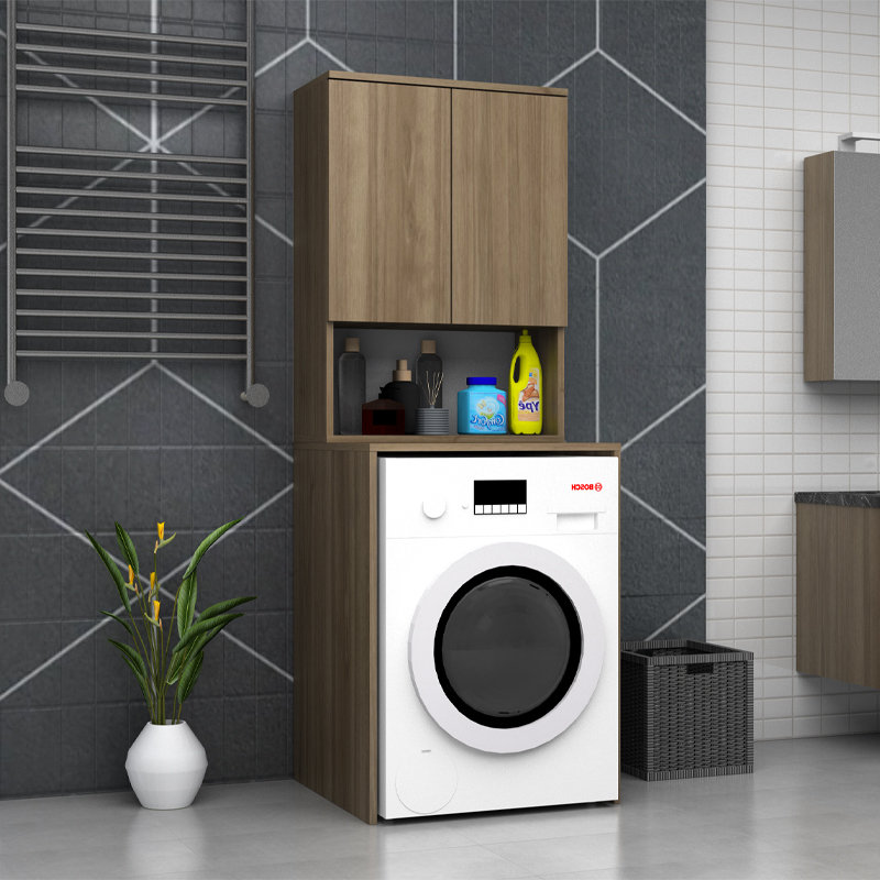 Έπιπλο πλυντηρίου Cozen Megapap χρώμα καρυδί 65x60x178εκ.