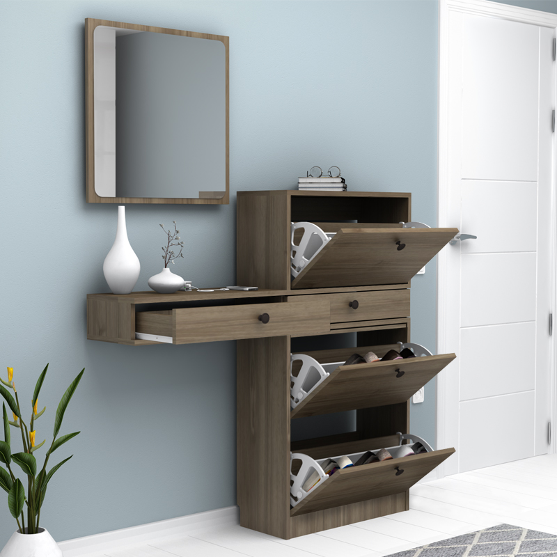 Έπιπλο εισόδου Pego Megapap χρώμα καρυδί 130x30x123,3εκ.