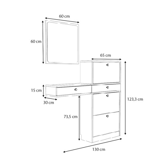 Έπιπλο εισόδου Pego Megapap χρώμα καρυδί 130x30x123,3εκ. Έπιπλο εισόδου Pego Megapap χρώμα καρυδί 130x30x123,3εκ.