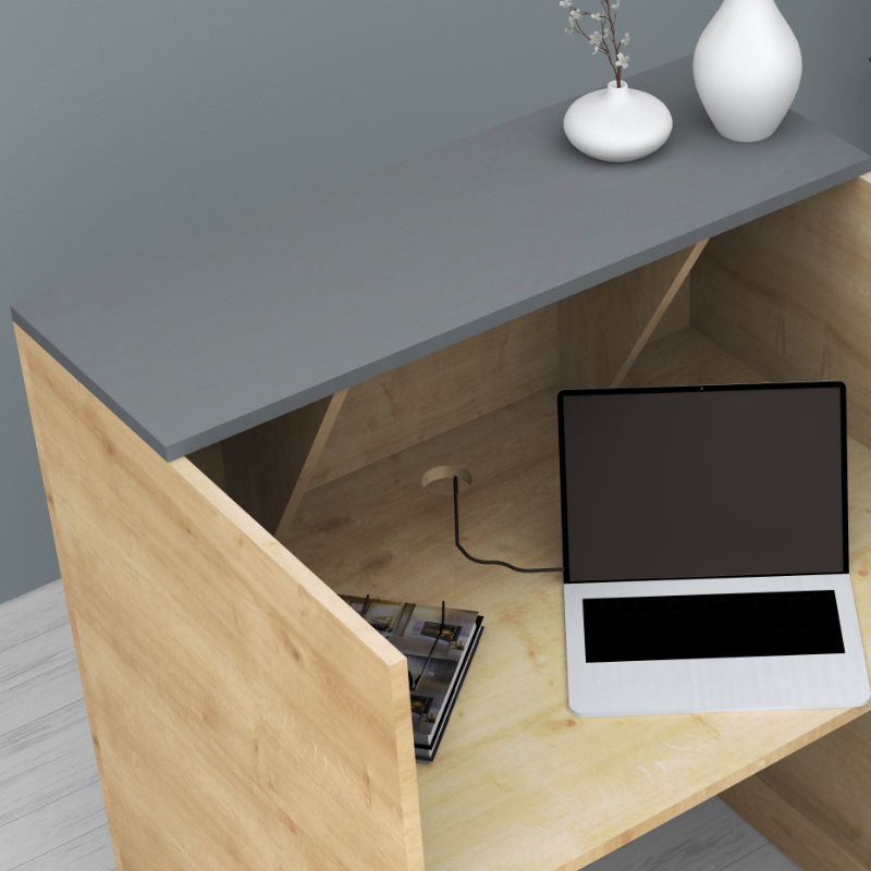 Γραφείο υποδοχής - reception Gemini Megapap χρώμα φυσικό οξιάς - ανθρακί 90x50x110εκ.