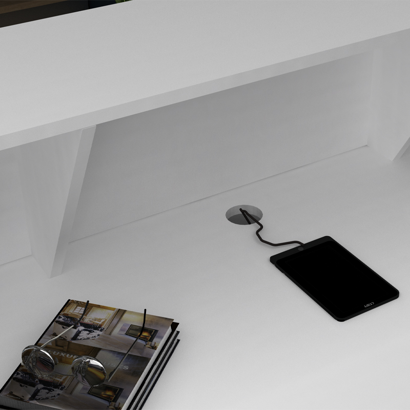 Γραφείο υποδοχής - reception Gemini Megapap χρώμα λευκό 100x70x110εκ.