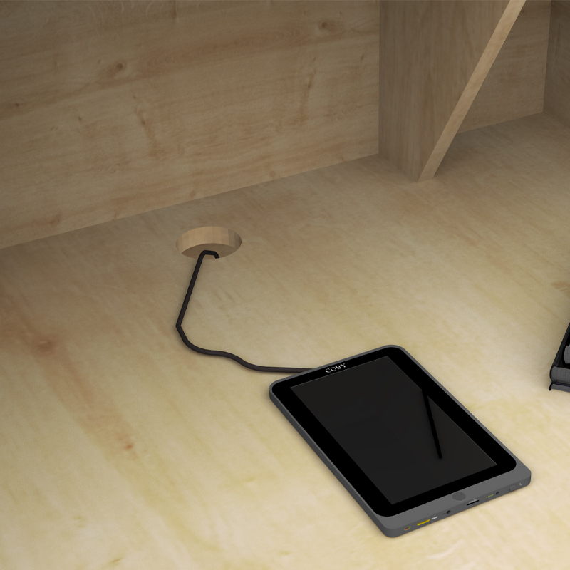 Γραφείο υποδοχής - reception Gemini Megapap χρώμα φυσικό οξιάς - ανθρακί 150x70x110εκ.