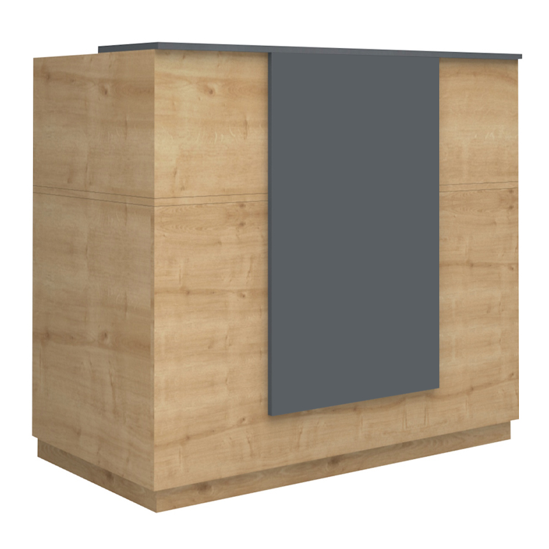 Γραφείο υποδοχής - reception Gemini Megapap χρώμα φυσικό οξιάς - ανθρακί 150x70x110εκ.