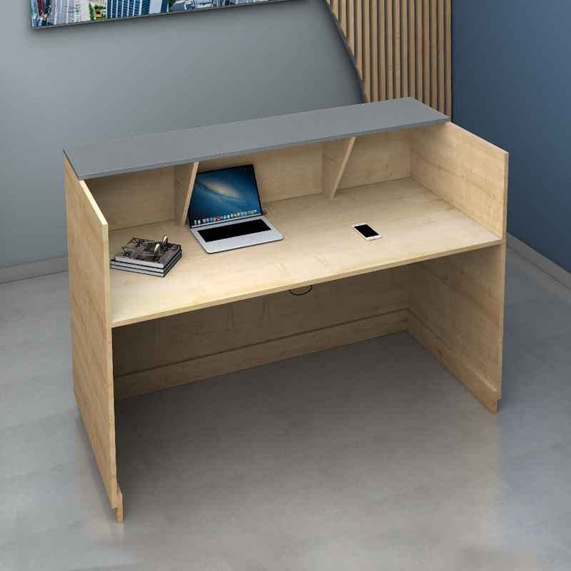 Γραφείο υποδοχής - reception Gemini Megapap χρώμα φυσικό οξιάς - ανθρακί 180x70x110εκ.