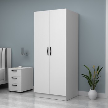 Ντουλάπα ρούχων Vivian Megapap δίφυλλη χρώμα λευκό 80x51,8x181εκ.