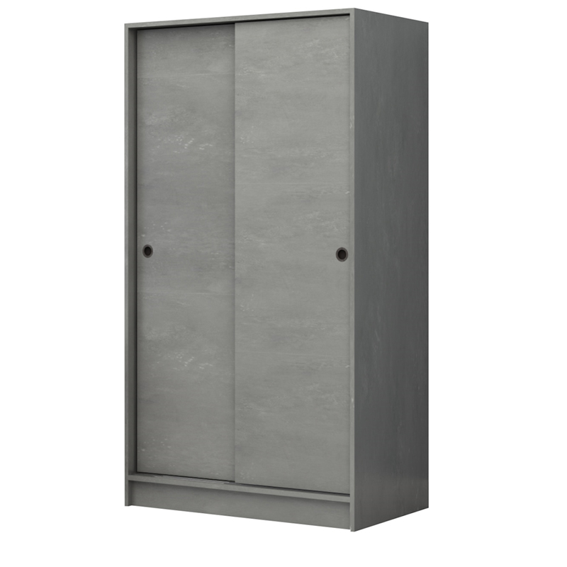 Ντουλάπα ρούχων Regio Megapap δίφυλλη συρόμενη χρώμα γκρι σκυροδέματος 100x60x181εκ.
