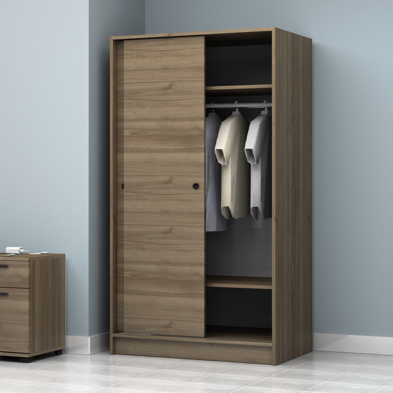 Ντουλάπα ρούχων Regio Megapap δίφυλλη συρόμενη χρώμα καρυδί 100x60x181εκ.