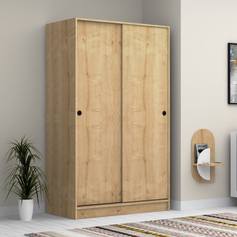 Ντουλάπα ρούχων Regio Megapap δίφυλλη συρόμενη χρώμα φυσικό οξιάς 120x60x200εκ.