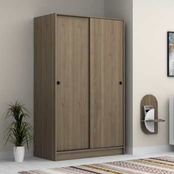 Ντουλάπα ρούχων Regio Megapap δίφυλλη συρόμενη χρώμα καρυδί 120x60x200εκ.