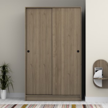 Ντουλάπα ρούχων Regio Megapap δίφυλλη συρόμενη χρώμα καρυδί 120x60x200εκ.