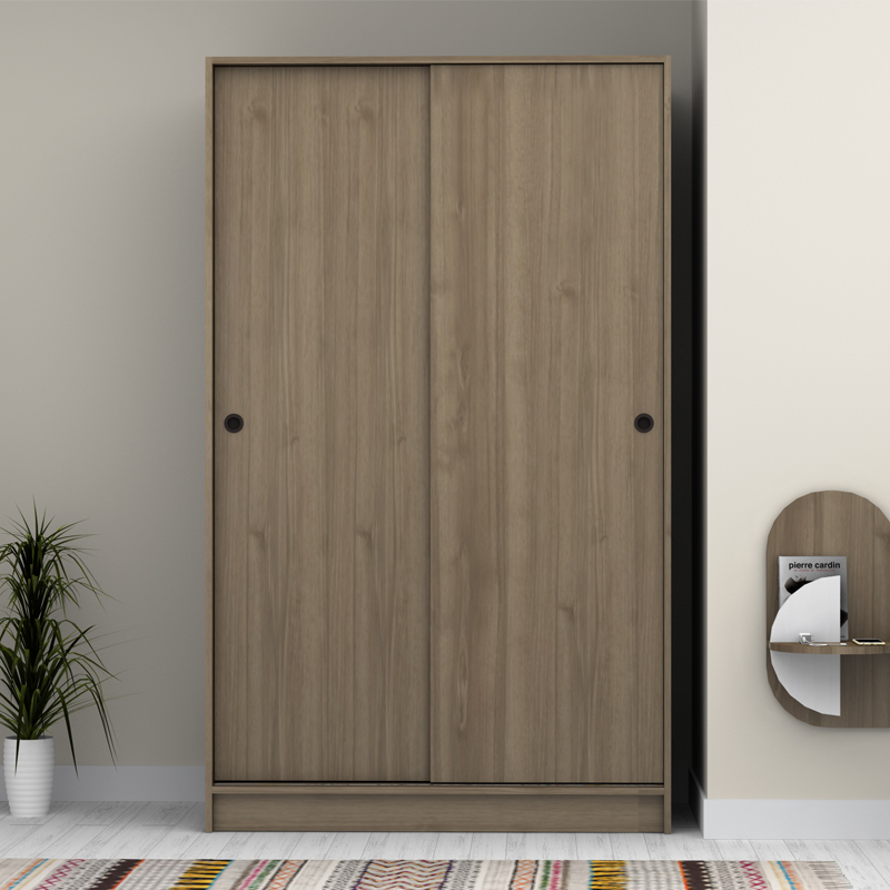 Ντουλάπα ρούχων Regio Megapap δίφυλλη συρόμενη χρώμα καρυδί 120x60x200εκ.