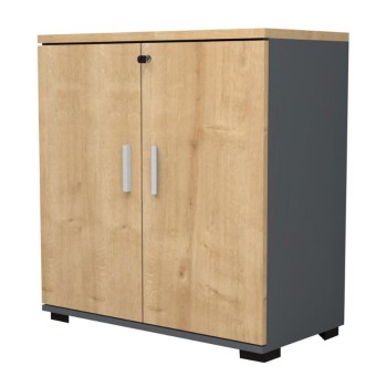 Ντουλάπι γραφείου επαγγελματικό Venturo Megapap χρώμα ανθρακί - φυσικό οξιάς 80x40x80εκ.