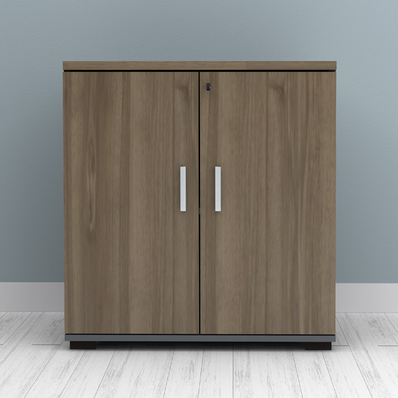 Ντουλάπι γραφείου με κλειδαριά επαγγελματικό Venturo Megapap χρώμα ανθρακί - καρυδί 80x40x80εκ.