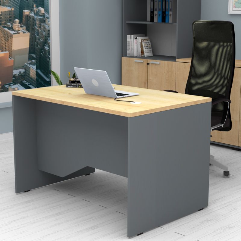 Γραφείο επαγγελματικό Venturo Megapap χρώμα ανθρακί - φυσικό οξιάς 120x80x75εκ.