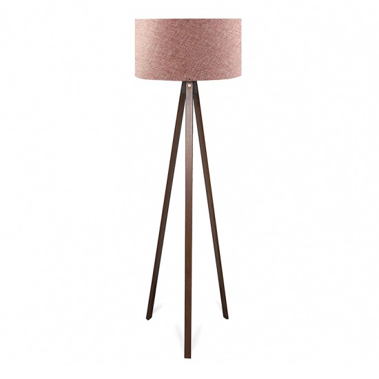 Φωτιστικό δαπέδου Rosling Megapap Mdf/ύφασμα Pvc χρώμα καρυδί - dusty rose 38x38x140εκ.