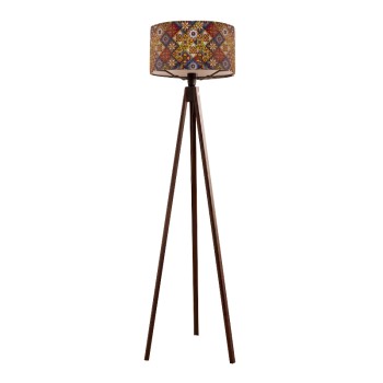 Φωτιστικό δαπέδου Rosling Megapap Mdf/ύφασμα Pvc χρώμα καρυδί - πολύχρωμο 38x38x140εκ.