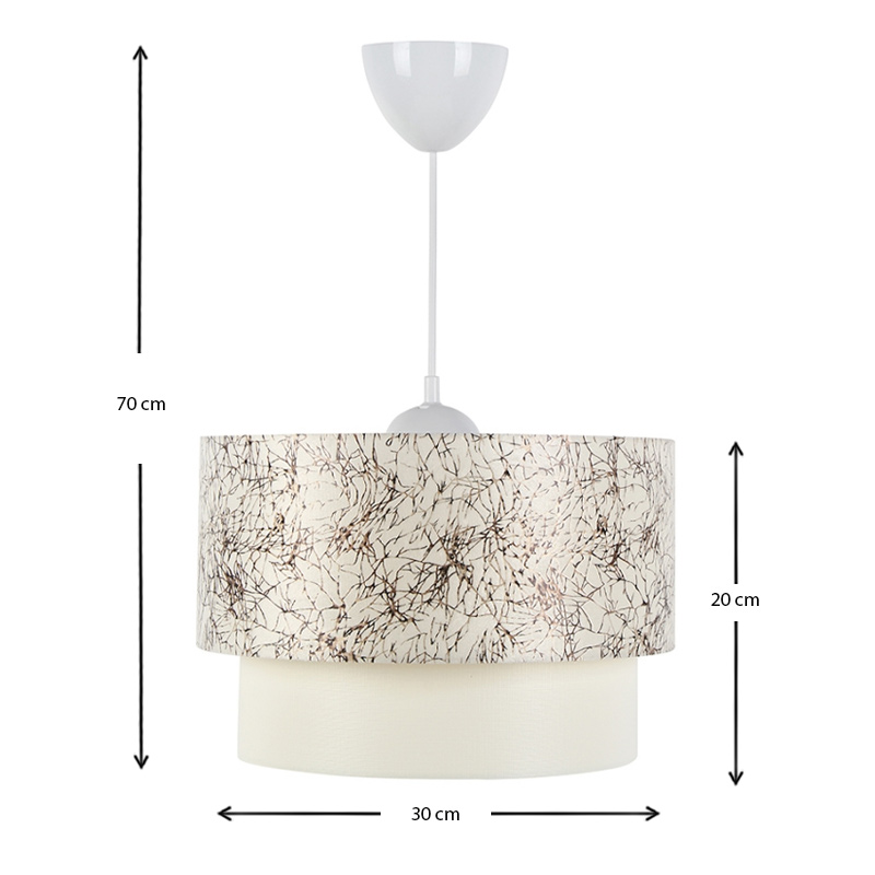 Φωτιστικό οροφής Whitehouse Megapap υφασμάτινο μονόφωτο χρώμα λευκό - μαύρο 30x20x55εκ.