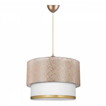 Φωτιστικό οροφής Barnhart Megapap υφασμάτινο μονόφωτο χρώμα χρυσό/κρεμ 30x20x70εκ.