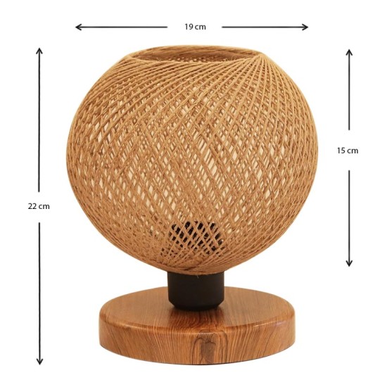 Φωτιστικό επιτραπέζιο Bonnie Megapap E27 κλωστή/Mdf χρώμα φυσικό/καφέ 19x15x22εκ. Φωτιστικό επιτραπέζιο Bonnie Megapap E27 κλωστή/Mdf χρώμα φυσικό/καφέ 19x15x22εκ.