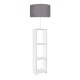 Φωτιστικό δαπέδου Launo Megapap υφασμάτινο Pvc/MDF χρώμα λευκό - γκρι 38x38x150εκ.