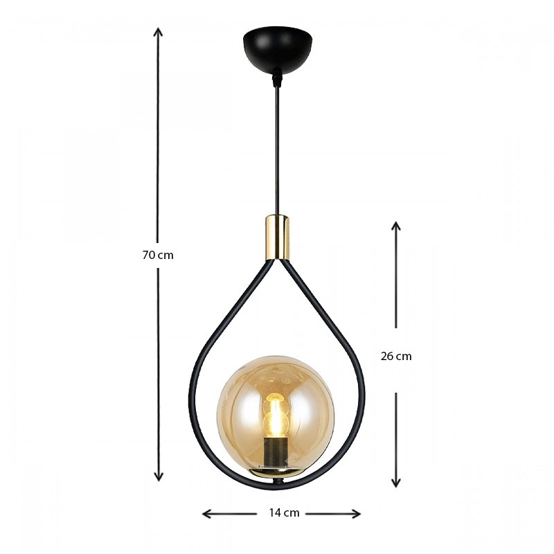 Φωτιστικό οροφής Lewis Megapap E27 μεταλλικό μονόφωτο χρώμα μαύρο - χρυσό 14x26x70εκ.