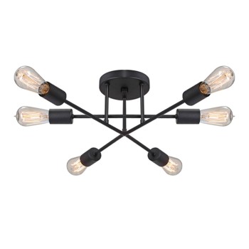 Φωτιστικό οροφής Helga Megapap E27 μεταλλικό εξάφωτο χρώμα μαύρο 50x12x20εκ.