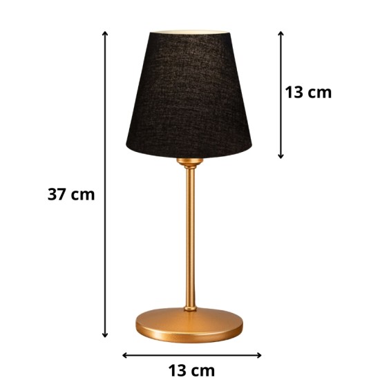 Φωτιστικό επιτραπέζιο Santo Megapap E27 ύφασμα Pvc χρώμα μαύρο - χρυσό Ø13x37εκ. Φωτιστικό επιτραπέζιο Santo Megapap E27 ύφασμα Pvc χρώμα μαύρο - χρυσό Ø13x37εκ.