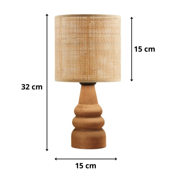 Φωτιστικό επιτραπέζιο Tino Megapap E27 pe rattan - ξύλο χρώμα φυσικό Ø15x32εκ. Φωτιστικό επιτραπέζιο Tino Megapap E27 pe rattan - ξύλο χρώμα φυσικό Ø15x32εκ.