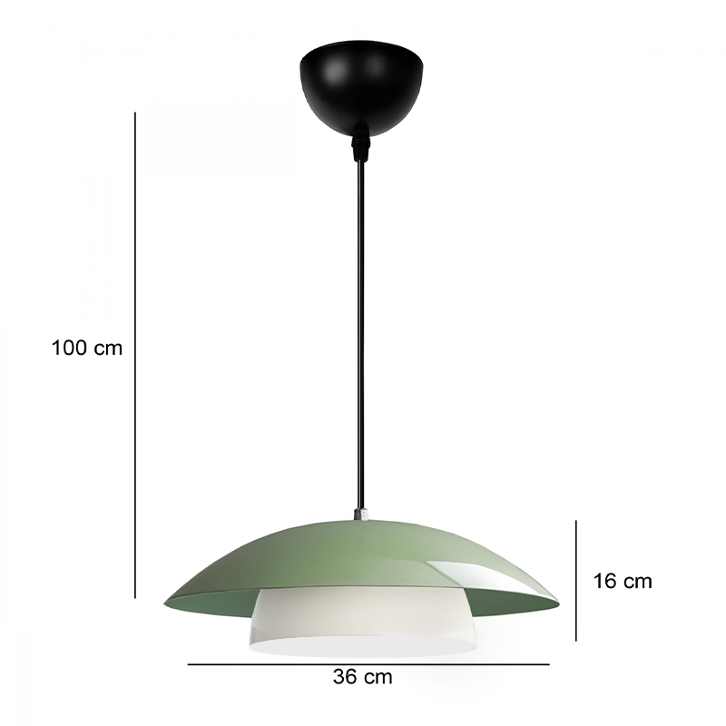 Φωτιστικό οροφής Eliora Megapap E27 μεταλλικό μονόφωτο χρώμα μέντα Ø36x100εκ.