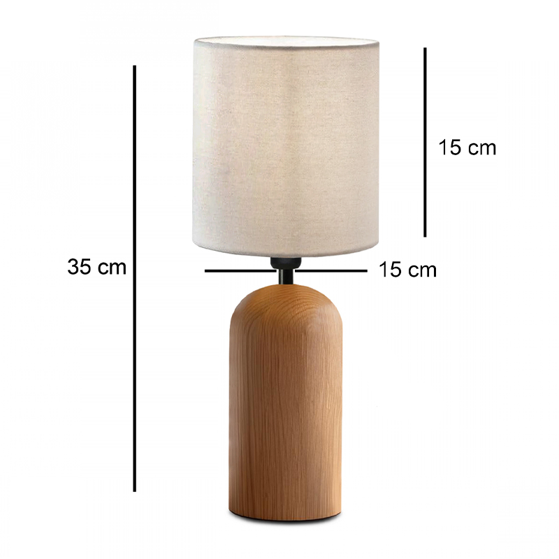 Φωτιστικό επιτραπέζιο Cora Megapap E14 ξύλινο - ύφασμα Pvc χρώμα φυσικό - κρεμ Ø15x35εκ.