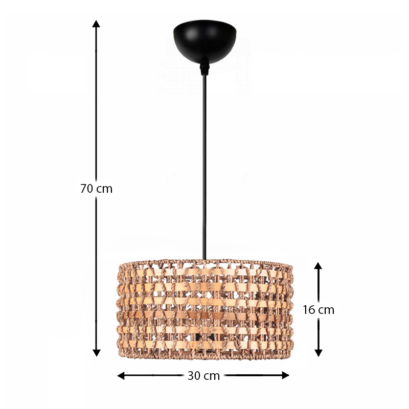 Φωτιστικό οροφής Palmela Megapap E27 από σχοινί μονόφωτο χρώμα φυσικό Ø30x70εκ.