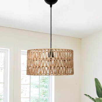 Φωτιστικό οροφής Sarkiz Megapap E27 από σχοινί μονόφωτο χρώμα φυσικό Ø30x70εκ.