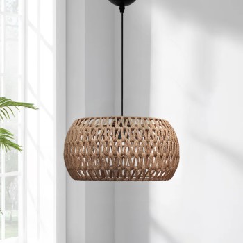 Φωτιστικό οροφής Miranda Megapap E27 από σχοινί μονόφωτο χρώμα φυσικό Ø30x70εκ.