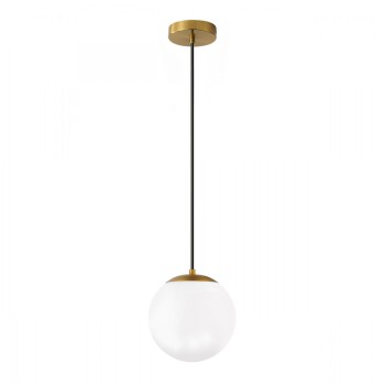 Φωτιστικό οροφής Lumi Megapap E27 γυάλινο μονόφωτο χρώμα χρυσό - λευκό Ø15x120εκ.