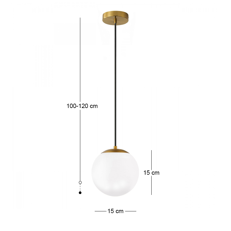 Φωτιστικό οροφής Lumi Megapap E27 γυάλινο μονόφωτο χρώμα χρυσό - λευκό Ø15x120εκ.