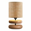 Φωτιστικό επιτραπέζιο Lucia Megapap E14 ξυλινο - pe rattan χρώμα φυσικό Ø15x35εκ.