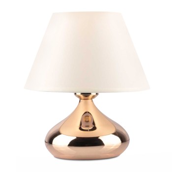 Φωτιστικό επιτραπέζιο Luvia Megapap E27 μεταλλικό - ύφασμα Pvc χρώμα χρυσό - κρεμ Ø22x25εκ.