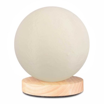 Φωτιστικό επιτραπέζιο Lumo Megapap E14 ξύλινο - Pvc χρώμα φυσικό - κρεμ Ø12x17εκ.