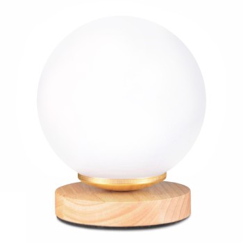 Φωτιστικό επιτραπέζιο Luma Megapap E27 ξύλινο -  γυάλινο χρώμα φυσικό - λευκό Ø12x18εκ.