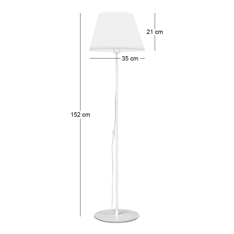 Φωτιστικό δαπέδου Vilo Megapap E27 μεταλλικό - ύφασμα Pvc χρώμα λευκό Ø35x152εκ.