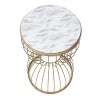 Τραπεζάκι βοηθητικό Pino Megapap μεταλλικό - Mdf χρώμα χρυσό - λευκό εφέ μαρμάρου 35x35x58εκ.