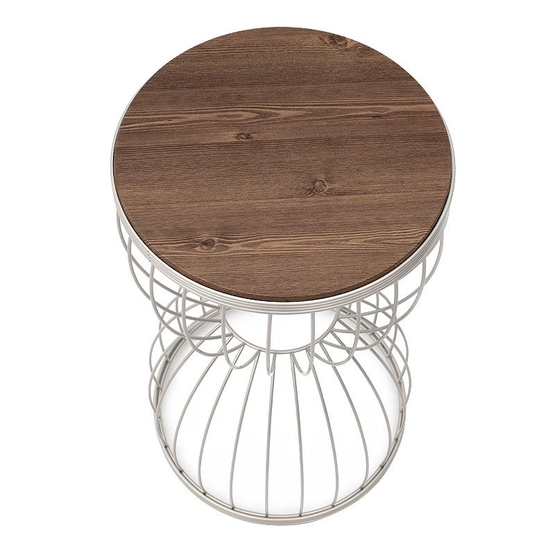 Τραπεζάκι βοηθητικό Pino Megapap μεταλλικό - Mdf χρώμα λευκό - καρυδί 35x35x58εκ.