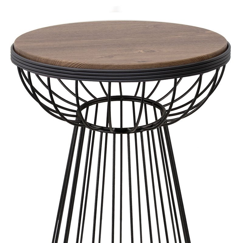 Τραπεζάκι βοηθητικό Mantare Megapap μεταλλικό - Mdf χρώμα μαύρο - καρυδί 35x35x58εκ.