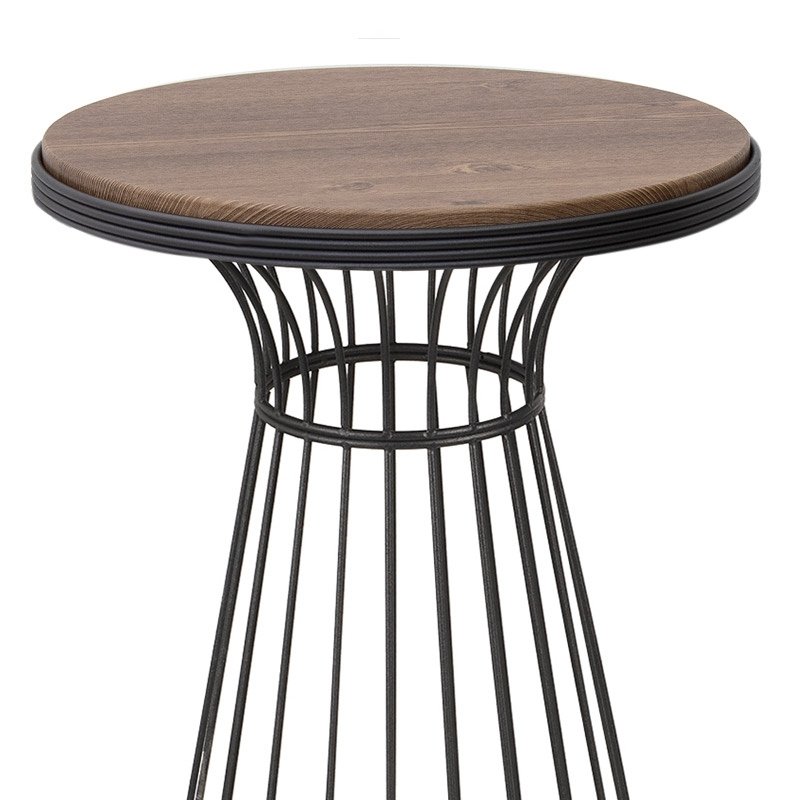 Τραπεζάκι βοηθητικό Tekosi Megapap μεταλλικό - Mdf χρώμα μαύρο - καρυδί 35x35x58εκ.