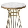 Τραπεζάκι βοηθητικό Tekosi Megapap μεταλλικό - Mdf χρώμα χρυσό - λευκό εφέ μαρμάρου 35x35x58εκ.