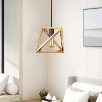 Φωτιστικό οροφής Piramit Megapap E27 ξύλινο μονόφωτο χρώμα φυσικό 29x25x70εκ.