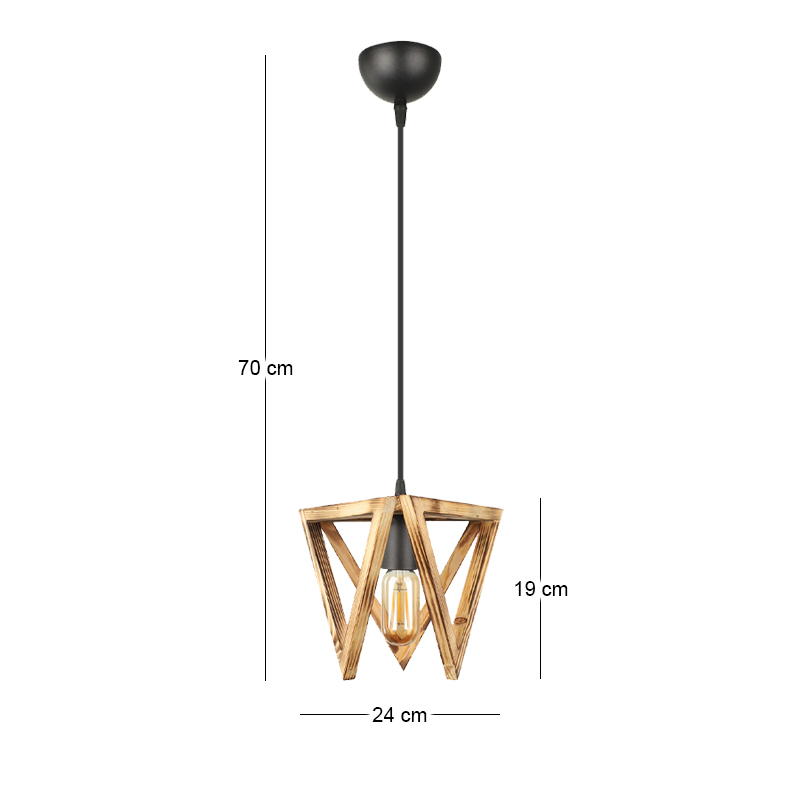 Φωτιστικό οροφής Nexo Megapap E27 ξύλινο μονόφωτο χρώμα φυσικό 24x21x70εκ.