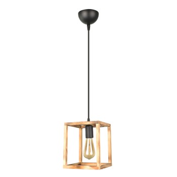 Φωτιστικό οροφής Kubo Megapap E27 ξύλινο μονόφωτο χρώμα φυσικό 18x18x65εκ.