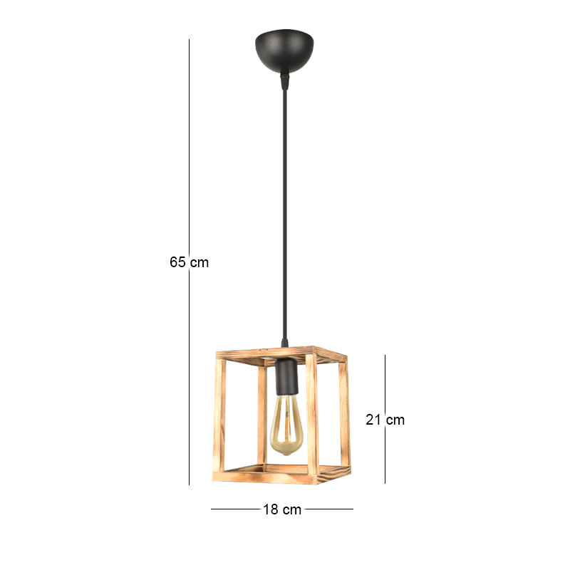 Φωτιστικό οροφής Kubo Megapap E27 ξύλινο μονόφωτο χρώμα φυσικό 18x18x65εκ.